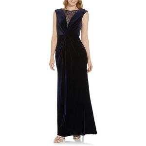 # Adrianna Papell Navy Velvet Maxi Formal Evening Dress Gown- New W/ Tag Reemoly